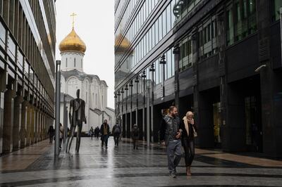 A sculpture in a pedestrian precinct near Belorussky train station in Moscow, Russia. Bloomberg