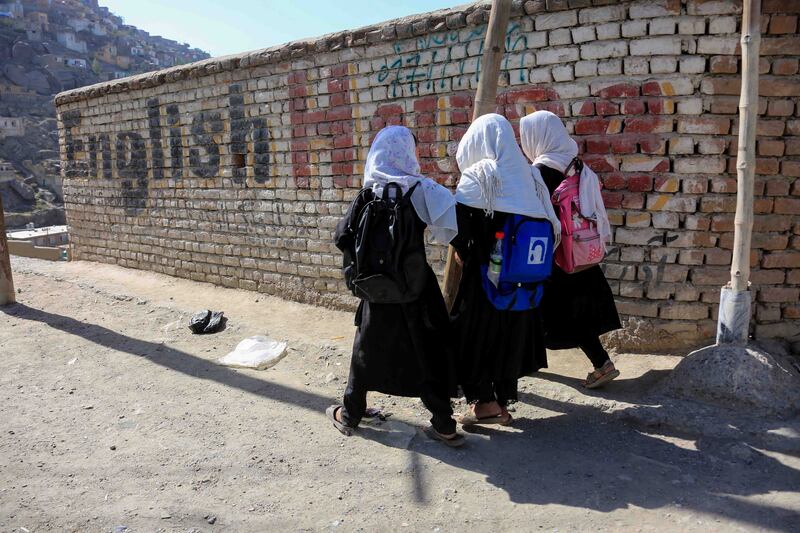 Afghan primary school girls in Kabul. EPA