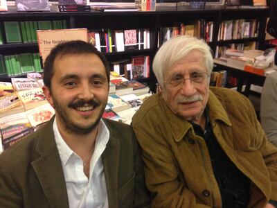 Syrian author Zakaria Tamer, right, with translator Alessandro Columbu. Photo: Syracuse University Press