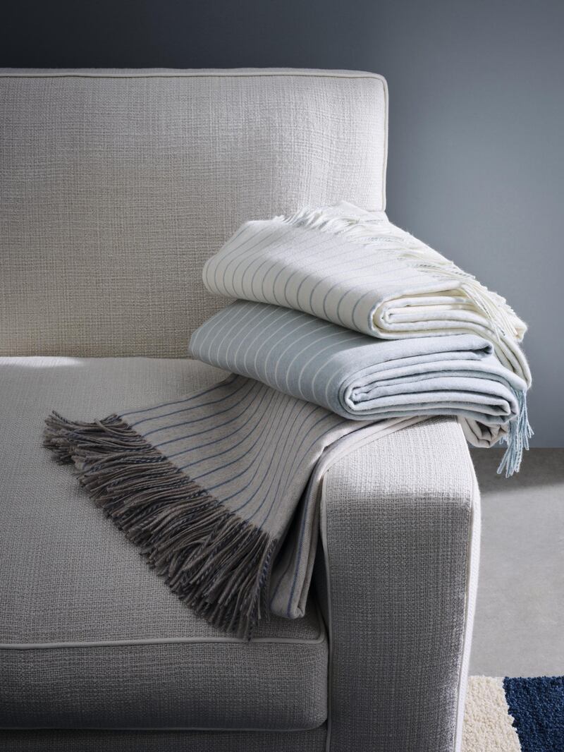 Striped cashmere blankets by Loro Piana. Courtesy Loro Piana