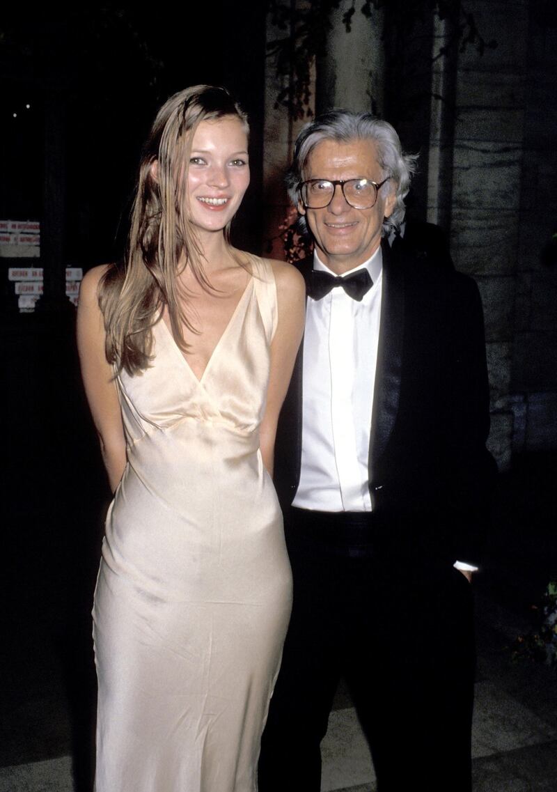 Kate Moss and Richard Avedon during Dinner Party Honoring Richard Avedon Hosted by Random House and The New Yorker - September 27, 1993 in New York City, New York, United States. (Photo by Ron Galella/Ron Galella Collection via Getty Images)