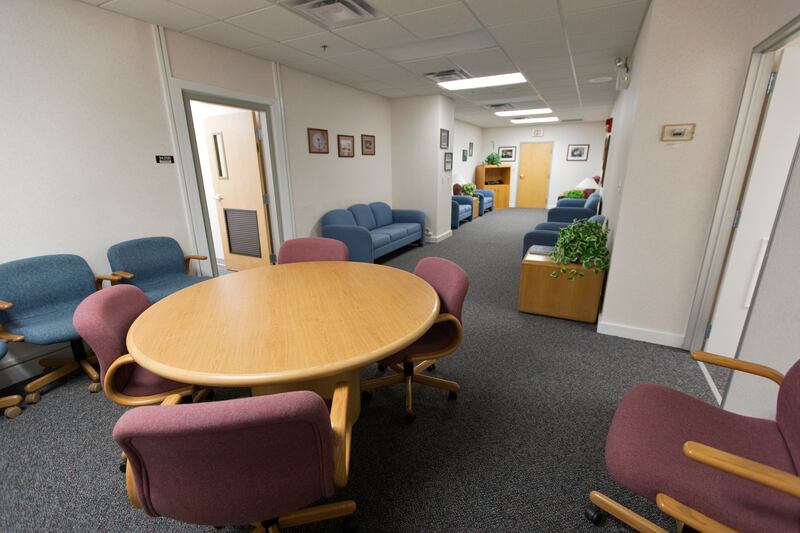 The lounge area where family members can wait for the astronauts to return