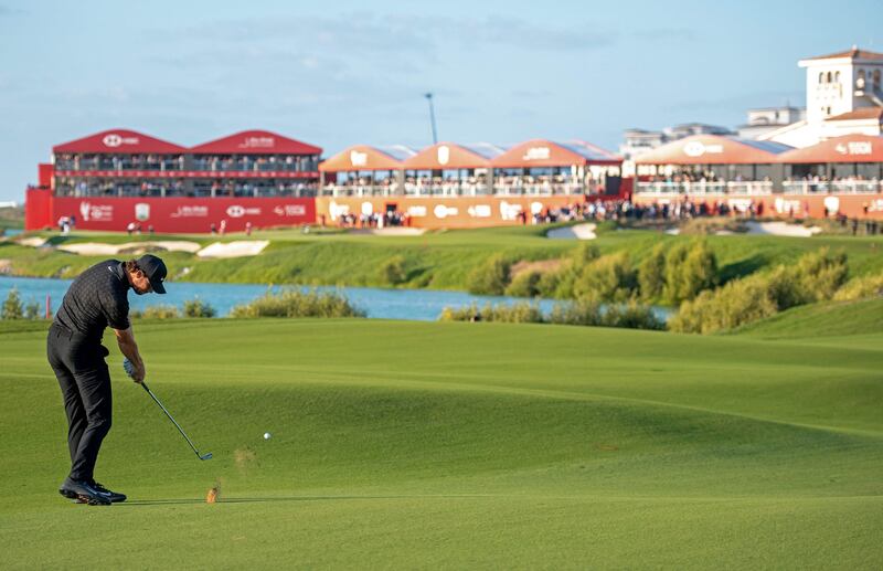 Thomas Pieters tees off on the 18th hole during the final round of the Abu Dhabi HSBC Championship at Yas Links in 2022. AFP