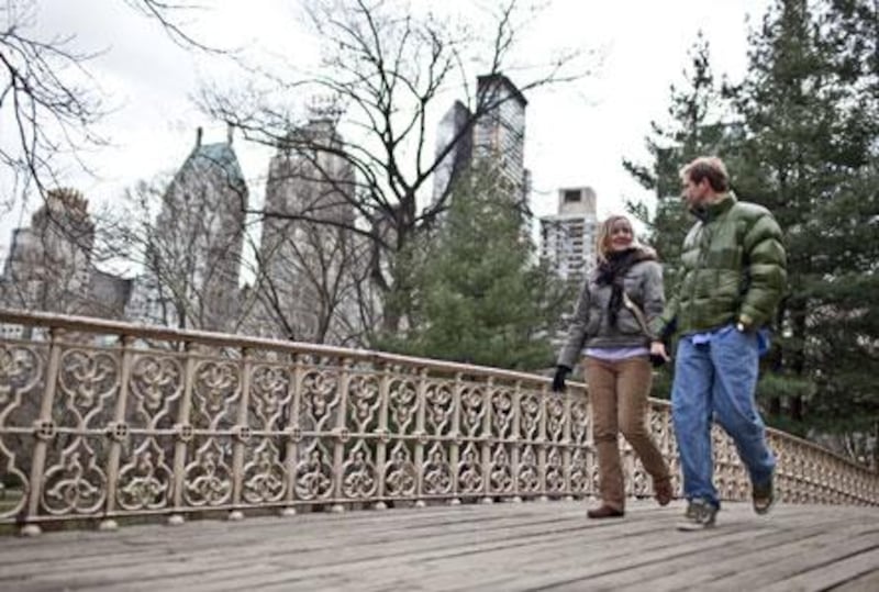 Eva Safrankova and Warren Baughman stroll through Central Park in New York. The couple met during kite-surfing lessons in Florida, and married two weeks later in Costa Rica.