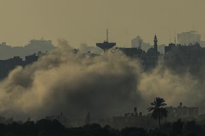 Smoke rises following an Israeli air strike in the Gaza Strip. AP
