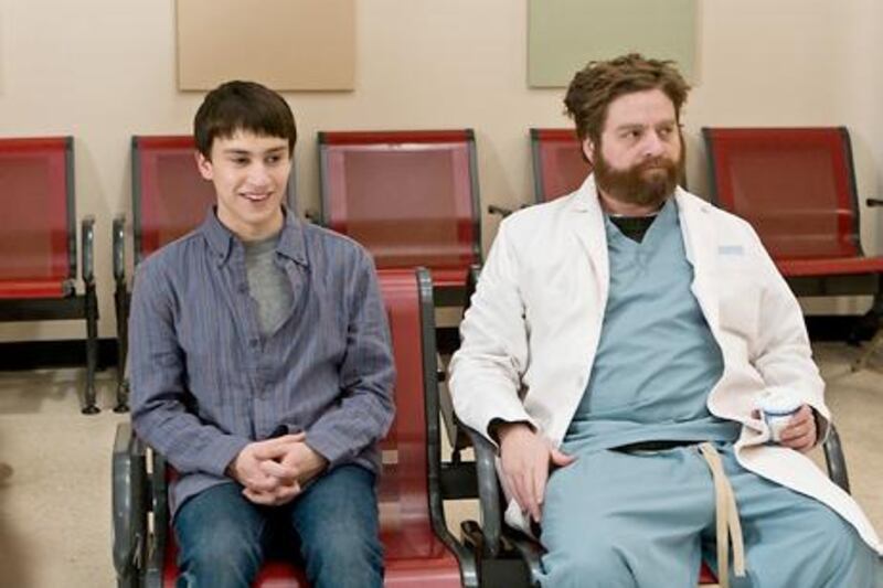 Keir Gilchrist and Zach Galifianakis in It's Kind of a Funny Story. (l. - r.) Keir Gilchrist and Zach Galifianakis star in It's Kind of a Funny Story. Photo Credit: K.C. Bailey