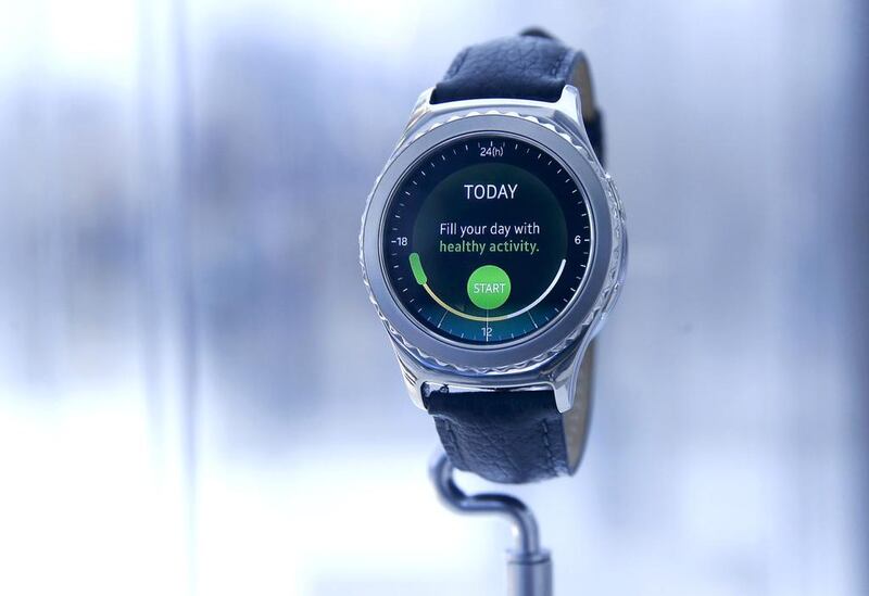 The Gear S2 Classic Platinum smartwatch is displayed in the Samsung Electronics booth during the 2016 CES trade show in Las Vegas. The watch is compatible with most Android smartphones. Steve Marcus / Reuters