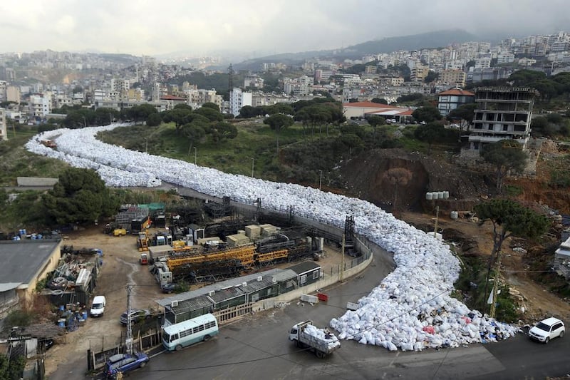 A general view shows packed rubbish bags in Jdeideh, Beirut, Lebanon February 23, 2016. REUTERS/Hasan Shaaban      TPX IMAGES OF THE DAY