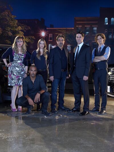 A handout photo of CRIMINAL MINDS - "Criminal Minds" stars Kirsten Vangsness as Penelope Garcia,  Shemar Moore as Derek Morgan, A.J. Cook as Jennifer "JJ" Jareau, Joe Mantegna as David Rossi, Thomas Gibson as Aaron Hotchner and Matthew Gray Gubler as Dr. Spencer Reid. (ABC Studios/Cliff Lipson) (Courtesy: OSN)
 *** Local Caption ***  al28ju-cover-minds.jpg