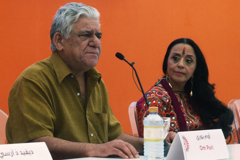 United Arab Emirates - Abu Dhabi - October 17th, 2010:  Actor Om Puri and actress Ila Arun from the film West is West speaks the the press about the film.  (Galen Clarke/The National)