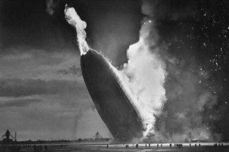 The German airship Hindenburg crashed as it tried to land at Lakehurst, New Jersey, in 1937. Murray Becker/ AP Photo