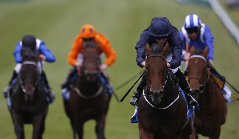 Air Force Blue, right, is the overwhelming favourite to win the English 2,000 Guineas but trainer Aidan O'Brien is trying to lower expectations. Alan Crowhurst / Getty Images

