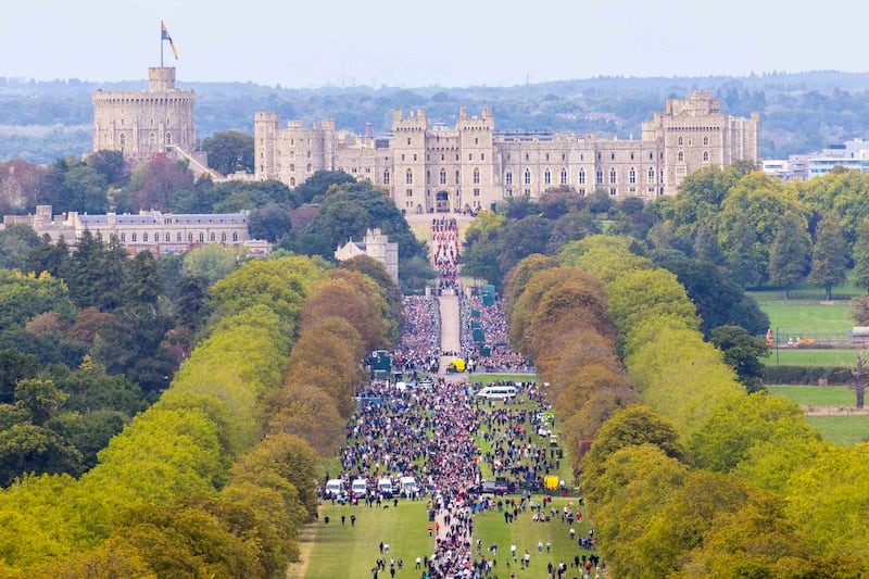 Queen Elizabeth's coffin is driven along the Long Walk towards Windsor Castle. Reuters