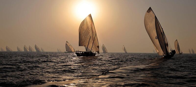 The event featured 106 traditional sailing vessels, racing from Sir Bu Nair island, about 103 kilometres west of Dubai, to the Dubai Eye on Bluewaters Island. AFP