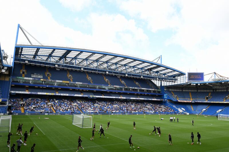 General view of Chelsea training at Stamford Bridge.