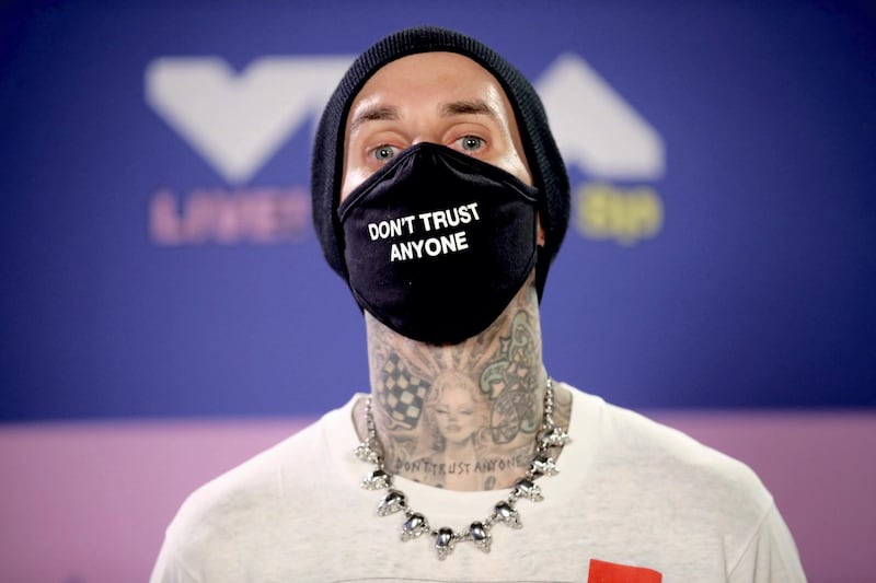 UNSPECIFIED - AUGUST 2020: Travis Barker attends the 2020 MTV Video Music Awards, broadcast on Sunday, August 30th 2020. (Photo by Rich Fury/MTV VMAs 2020/Getty Images for MTV)