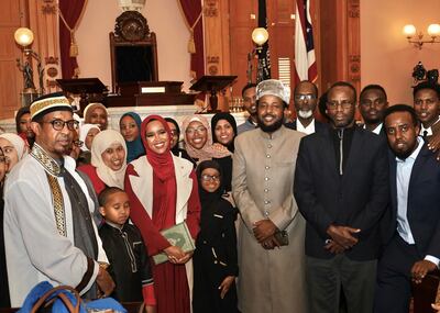 Ohio State Representative Munira Abdullahi with friends and family at her swearing-in ceremony. Photo: Abdiselam Shahiy