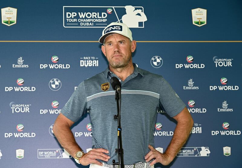 DUBAI, UNITED ARAB EMIRATES - DECEMBER 08:  Lee Westwood of England talking remotely to the media during the pro-am event prior to the DP World Tour Championship at Jumeirah Golf Estates on December 08, 2020 in Dubai, United Arab Emirates. (Photo by Ross Kinnaird/Getty Images)