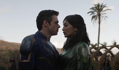 Richard Madden and Gemma Chan in 'Eternals'. Courtesy Marvel 