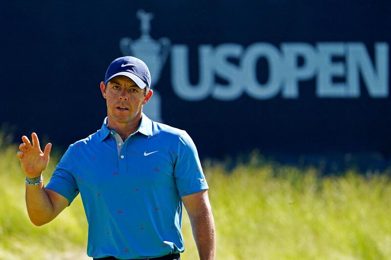 Rory McIlroy reacts to his putt on the 12th green during the second round of the US Open. Reuters