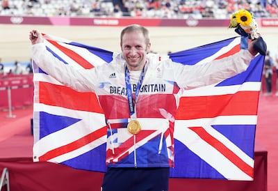 Jason Kenny with the keirin gold that made him the most successful British Olympian in history.