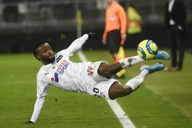 Amiens forward Stiven Mendoza during their Ligue 1 home match against Reims on January 15, 2020 at the Licorne Stadium. Amiens have been relegated from the top-flight after the French season was cancelled due to the coronavirus. AFP
