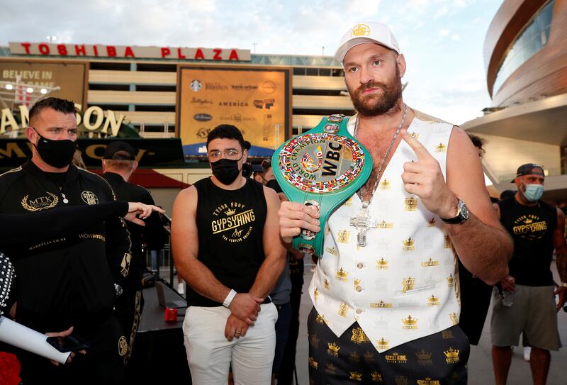 Fury poses in front of T-Mobile Arena. Reuters