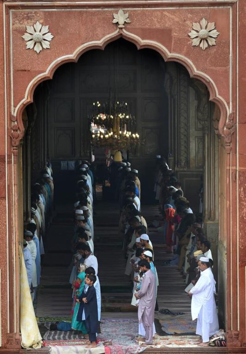 Eid prayers at the Badshahi Masjid in Lahore, Pakistan. Arif Ali / AFP Photo