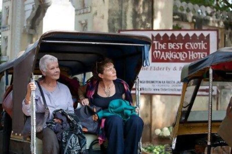 Evelyn (Judi Dench), left, and Madge (Celia Imrie) inspect their new home in a scene from The Best Exotic Marigold Hotel.