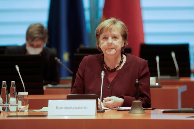 German Chancellor Angela Merkel attends the weekly cabinet meeting at the chancellery in Berlin, Germany March 10, 2021. Markus Schreiber/Pool via REUTERS