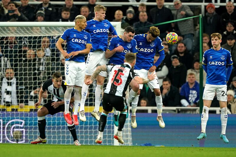 Kieran Trippier scores Newcastle's third goal from a free-kick. PA