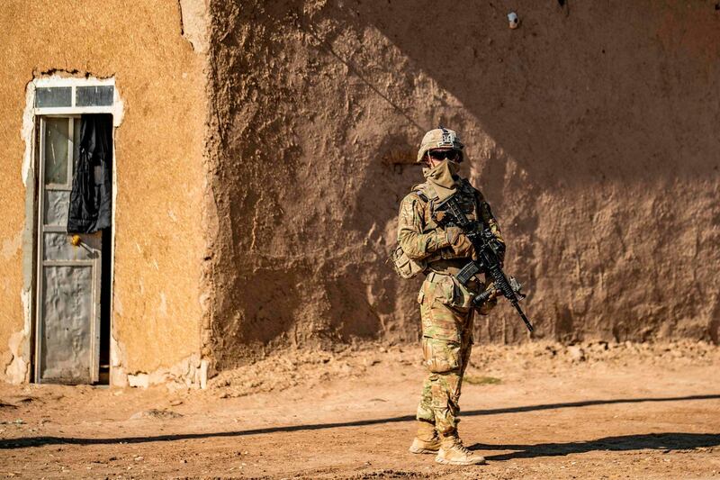 A US soldier on patrol near the village of Tal Alo, in the Yarubiyah district of Syria's northeastern Hasakah province near the M4 highway.  AFP