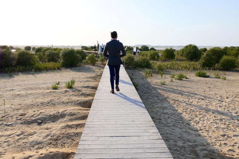 DUBAI, UNITED ARAB EMIRATES , April 19  – 2021 :- View of the Dubai Mangroves Forest at the Jebel Ali Wildlife Sanctuary, held under the patronage of Her Highness Sheikha Manal bint Mohammed bin Rashid Al Maktoum, President of Dubai Women Establishment and Honorary President of EMEG.  ( Pawan Singh / The National ) For News/Online/Instagram/Standalone/Big Picture. Story by Ramola