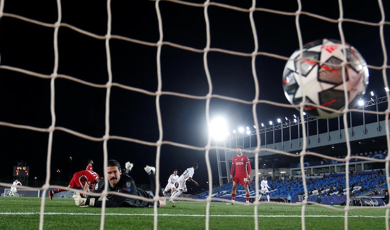 Soccer Football - Champions League - Real Madrid's Vinicius Junior celebrates scoring their third goal. Reuters
