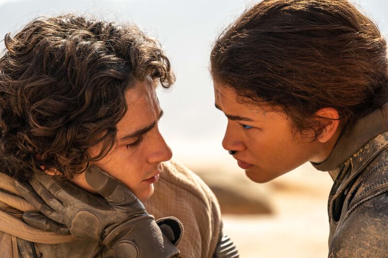 Timothee Chalamet and Zendaya star in Dune: Part Two, which is expected to be out in February. Photo: Warner Bros Pictures