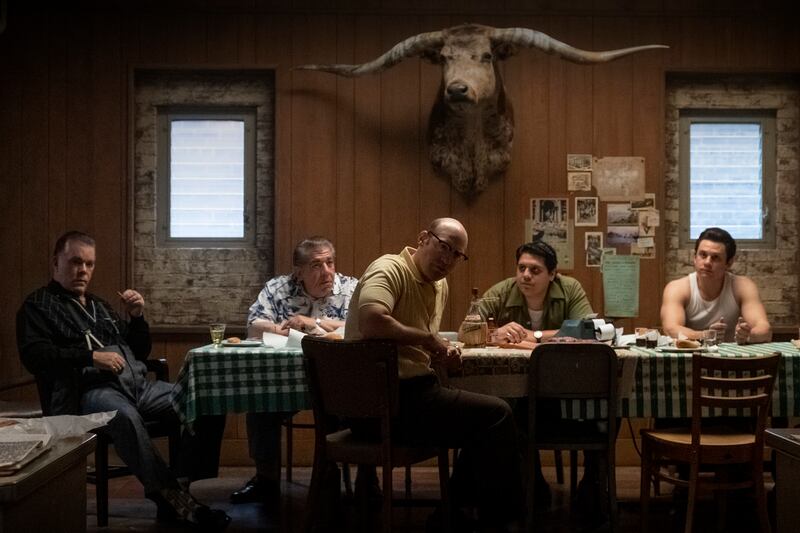 Liotta with Joey Coco Diaz, Corey Stoll, Samson Moeakiola and Billy Magnussen in 'The Many Saints of Newark'. Warner Bros Pictures / AP
