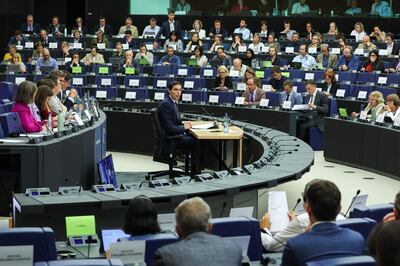Commissioner-designate for Climate Action, Wopke Hoekstra, addresses the European Parliament on October 2. EPA