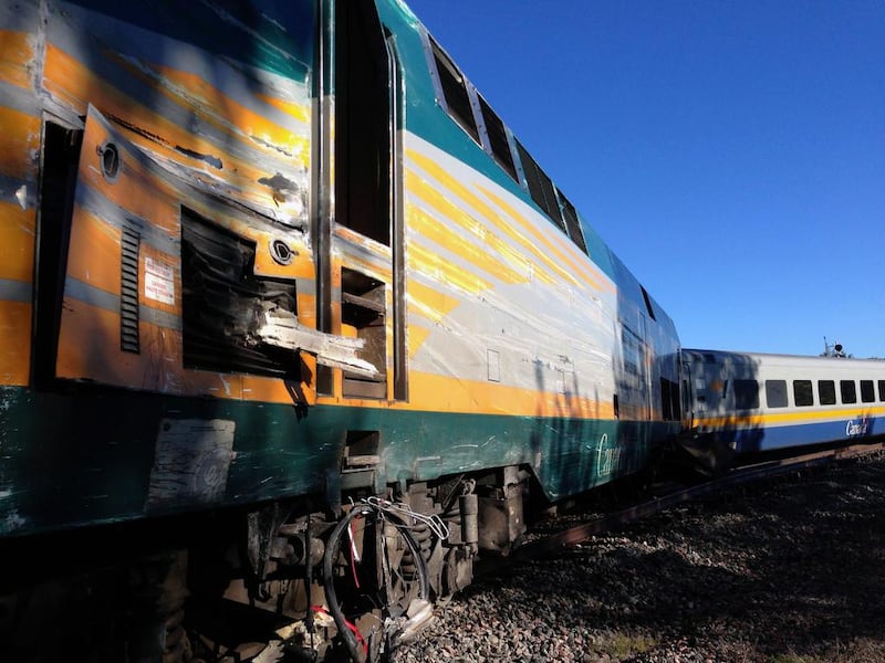 A number of bus passengers were injured, Ottawa Fire spokesman Mark Messier told CP24 television. Via Rail posted a message on Twitter saying there were no reports of major injuries to train passengers or crew. Terry Pedwell / The Canadian Press / AP Photo