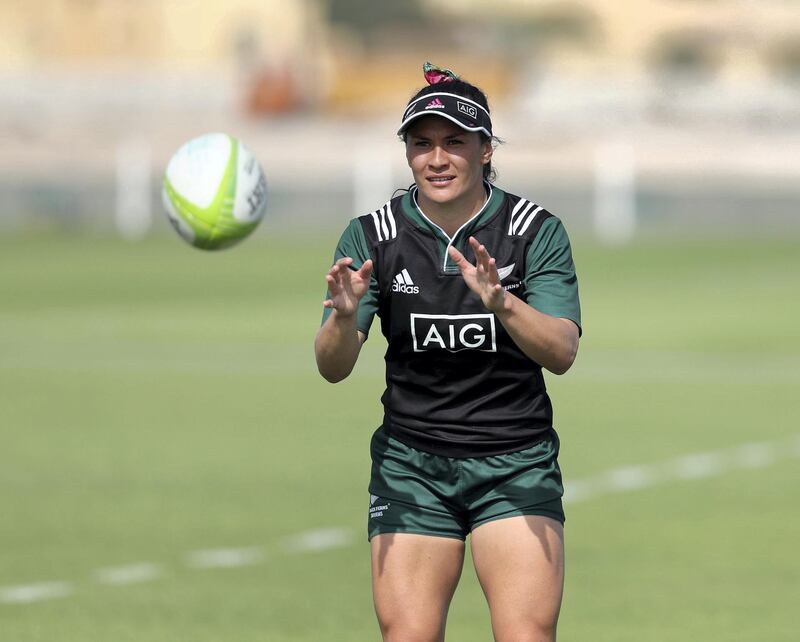 Abu Dhabi, United Arab Emirates - November 21st, 2017: Portia Woodman of the New Zealand women's 7's rugby team trains ahead of the Dubai 7's. Tuesday, November 21st, 2017 at Sheikh Zayed cricket stadium, Abu Dhabi. Chris Whiteoak / The National