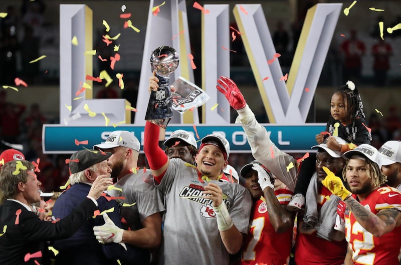 NFL Football - Super Bowl LIV - Kansas City Chiefs v San Francisco 49ers - Hard Rock Stadium, Miami, Florida, U.S. - February 2, 2020  Kansas City Chiefs' Patrick Mahomes celebrates with the Vince Lombardi trophy after winning the Super Bowl LIV REUTERS/Shannon Stapleton