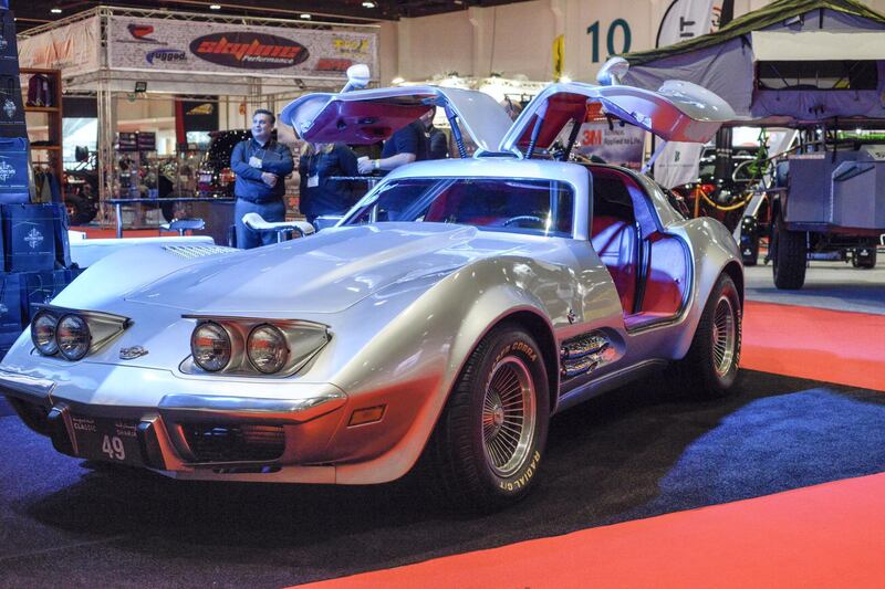 Abu Dhabi, United Arab Emirates - Corvette, Stingray 1963 at the International Motor Show and Custom Show Emirates at ADNEC, April 5, 2018. (Khushnum Bhandari/ The National)