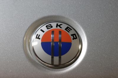 FILE PHOTO: Fisker logo is seen on a Fisker Karma car at the "Auto 2016"car show in Riga, Latvia, April 15, 2016. REUTERS/Ints Kalnins/File Photo