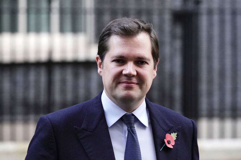 Britain's Minister of State at the Home Office Robert Jenrick leaves Downing Street following a cabinet meeting in London. AP