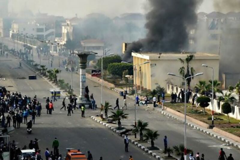 Egyptian protesters clash with police for a second day in Port Said.