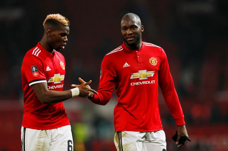 Soccer Football - FA Cup Third Round - Manchester United vs Derby County - Old Trafford, Manchester, Britain - January 5, 2018   Manchester United's Romelu Lukaku celebrates with Paul Pogba after the match   Action Images via Reuters/Jason Cairnduff