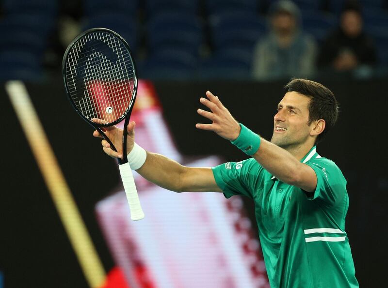 World No 1 Novak Djokovic of Serbia celebrates after beating France's Jeremy Chardy at Melbourne Park. Reuters