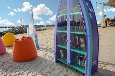 Sharjah World Book Capital created mobile libraries across the emirate's beaches. Courtesy Sharjah World Book Capital