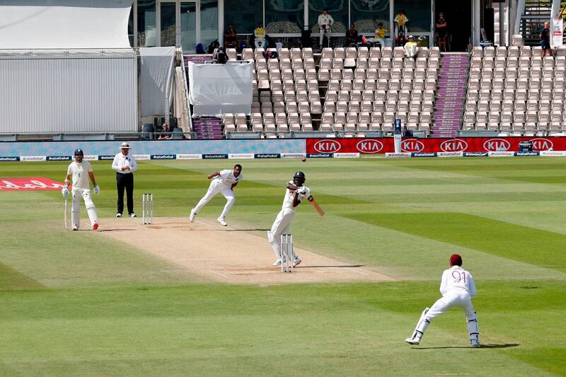 England's Jofra Archer is out for 23 caught behind by West Indies' Shane Dowrich off the bowling of Shannon Gabriel. AFP