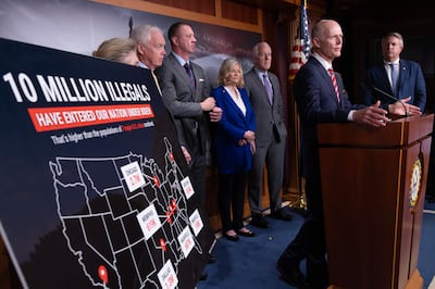 US Republican senators voice their opposition to border security legislation last week. EPA