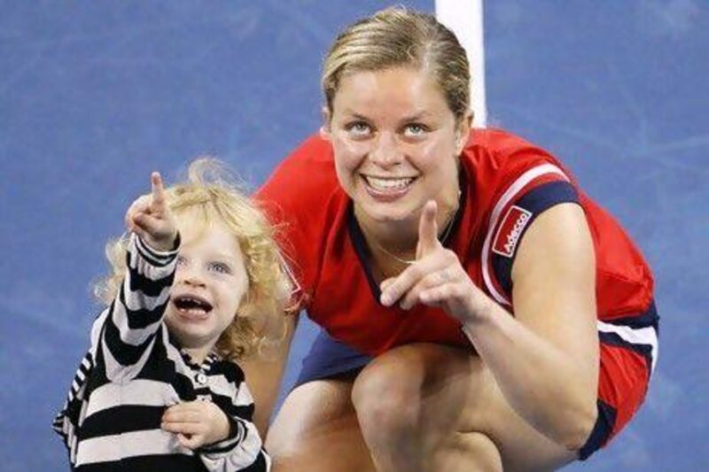 Kim Clijsters has won at Flushing Meadows three times, including in 2009 when she celebrated with her daughter Jada.